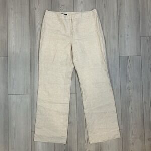 Brooks Brothers 346 Caroline Fit Straight Leg Linen Trouser Pants Tan Size 14
